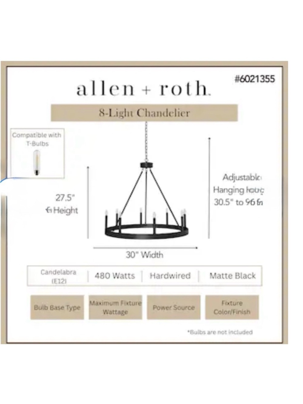 Allen + Roth Dalton Chandelier - Picture 5 of 6